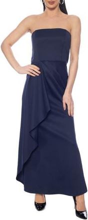 OLEG CASSINI Strapless Draped A-Line Gown in Navy at Nordstrom Rack, Size X-Large