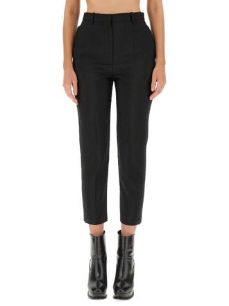 Alexander McQueen Virgin Wool Cigarette Trousers - Black