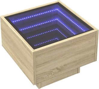 vidaXL Vidaxl - Side Table with led Sonoma Oak 40x40x30 cm Engineered Wood