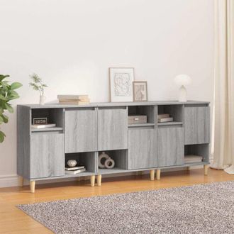 vidaXL Aparadores 3 Uds Madera Contrachapada Gris Sonoma 60x35x70 Cm Vidaxl
