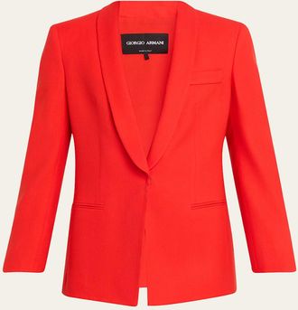 Giorgio Armani Virgin Wool Single-Breasted Longline Blazer