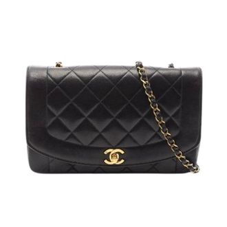 Chanel Pre-owned Matelasse Diana Flap Lambskin Shoulder Bag - Dames - Pre-owned - Zwart - Maat: ONE Size Leer