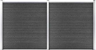 vidaXL Juego De Paneles De Valla Wpc Negro 353x186 Cm Vidaxl