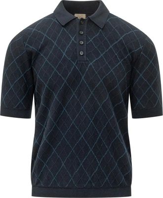 Rakk&igrave; Intarsia Diamond Polo - Heren - Polos - Blauw - L - Tops