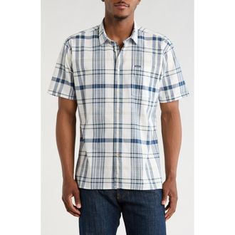 Barbour Grassbeach Plaid Short Sleeve Cotton Button-Up Shirt in White at Nordstrom Rack, Size Xx-Large