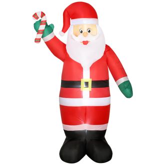 OEM Pap&aacute; Noel Hinchable 240 Cm Con Bast&oacute;n Luces Led E Inflador Decoraci&oacute;n Navide&ntilde;a Para Exterior Interior Multicolor