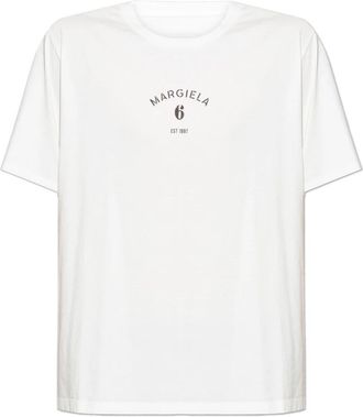 Maison Margiela Logo T-Shirt - Heren - T-shirts - Wit - 2XL - Katoen - Tops