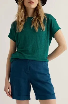 Seasalt Cornwall Carn Cove Linen T-Shirt in Pine Shoots at Nordstrom, Size 16