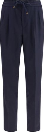 Brunello Cucinelli Mens Pants Virgin Wool Blue Coloured Fleece (ovis Aries) Trousers