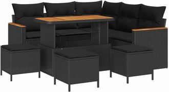 vidaXL Garden Sofa Set with Cushion with Storage Black Poly rattan vidaXL