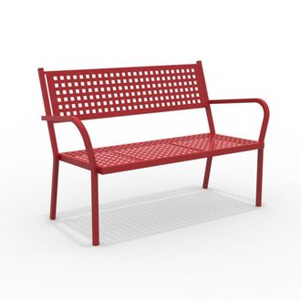 MondoViro Banco de jard&iacute;n apilable de metal rojo 148x53 cm 85h