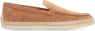 Tod's Tods Womens Suede Slip On By Tod S With Rope-raffia Sole - Tan Leather - Size EU 37