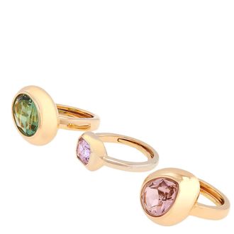 Swarovski Gema Gold-Tone Plated Set Of 3 Rings, Size 55-60