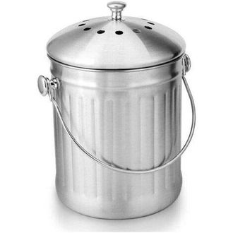 OEM Cubo De Compostaje De Acero Inoxidable Inodoro Para Cocina - Compostador De Cocina - Incluye Filtros De Carb&oacute;n De Repuesto (acero Inoxidable Brillante
