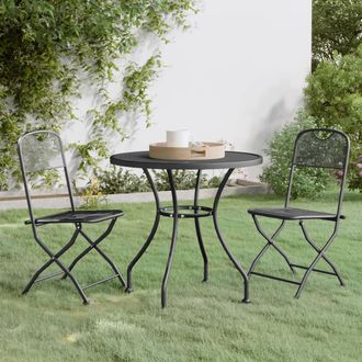 vidaXL Set De Comedor De Jard&iacute;n 3 Pzas Malla Metal Expandido Antracita Vidaxl