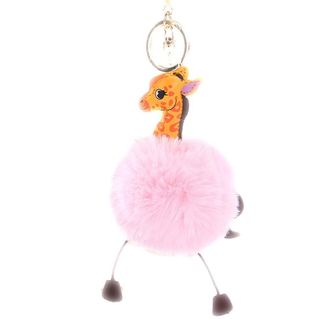 Generic Giraffe Hairball Plush Keychain Elk Fluffy Pendant Keyring Decoration, Multicoloured