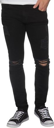 Enzo Jeans New Mens Skinny Jeans Ez383 Super Stretch Ripped Style Denim Pants Trousers (38R, EZ383 Black)