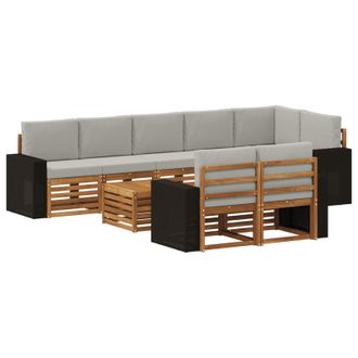 vidaXL Conjunto De Sof&aacute;s De Exterior 9 Uds. Natural Y Gris Claro Vidaxl