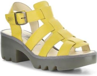 FLY London Terf Lug Sole Sandal in Yellow at Nordstrom, Size 10-10.5Us