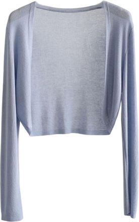 Generic Modal Open Front Cropped Cardigans Long Sleeve Shrug Bolero Cardigans for Women Thin Ice Silk Summer Ladies Cardigan Coat Size 16 Blue