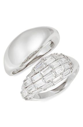 Nordstrom Set of 2 Cubic Zirconia Sculpted Rings in Sterling Silver Plated at Nordstrom, Size 7