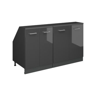 Vicco Conjunto De Armarios Para Techo Inclinado Rion, Antracita Alto Brillo, 140 Cm Lote De 2 Carcasas De Armario 60 Cm De Profundidad, Vicco