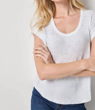 Lilla P Cuff Sleeve Boxy Top In White