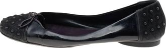 Tod's Tods Black Suede And Leather Bow Flats