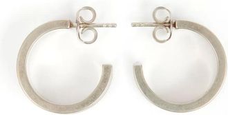 Maison Margiela enamel-logo earrings - women - Brass/Enamel - One Size - Silver