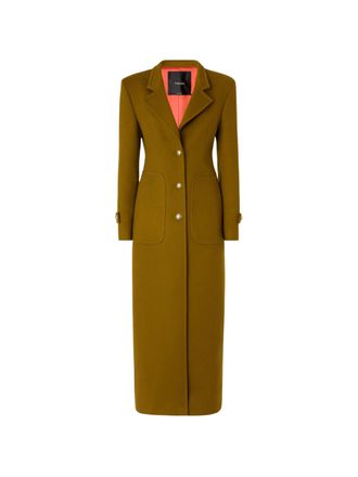 Pinko Long Wool-Cashmere Blend Coat with Classic Lapel and Cinched Waist