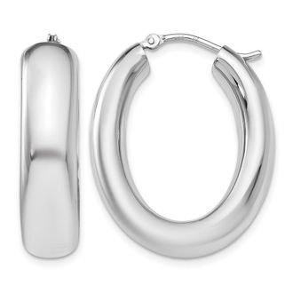 Diamond2Deal Sterling Silver Polished Oval Shape Hoop Earrings