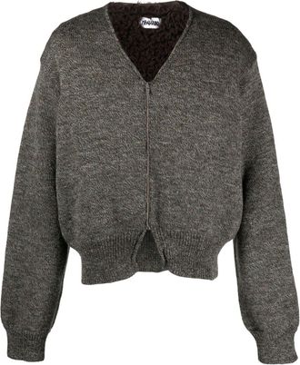 Magliano V-neck zip-up wool cardigan - men - Wool/Polyamide/Acrylic/Mohair/Spandex/Elastane/Leather - M - Grey