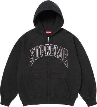 SUPREME SS26 Cracked Raglan Zip Up Hooded Sweatshirt Black SUP-SS26-192-BLK