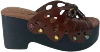 Kurt Geiger Butterfly Mule Sandal - Dames - Muiltjes - Bruin - 38 1/2 EU - Leer - Schoenen