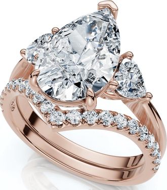 Pompeii3 Certified 3.60Ct Diamond Engagement Wedding Ring Set 14k Gold or Pt Lab Grown