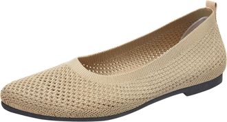 Generic Knitted Ballet Flats for Women Wide Fit, Breathable Mesh Casual Pumps Slip On Shoes, Womens Flat Shoes Ladies Soft Comfortable Ballerina Shoe Footwear