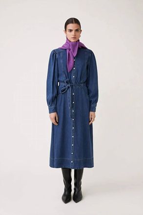 Suncoo Chona A-Line Dress In Denim Blue