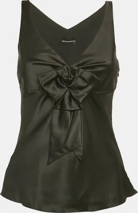 Emporio Armani Black Silk Bow Detail Top