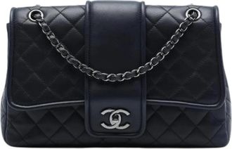 Chanel Pre-owned Elementary Chic Flap Bag - Dames - Vintage Schoudertas - Blauw - ONE Size - Leer - Vintage
