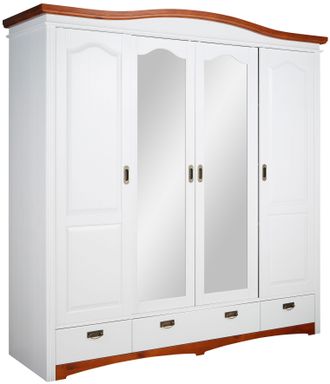 HOME AFFAIRE Schiebetürenschrank »Konrad, Landhausstil, rustikal, mit Schubladen + Spiegel, Kassetten« 3 Breiten: 153/202/249 cm H/T ca.207/64 cm, massive Kiefer, 