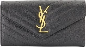Saint Laurent Cassandre Wallet - female - Saint Laurent - Wallets & Cardholders - Black - ONE SIZE - Accessories