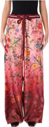Gucci Wide Trousers, female, Multicolor, Size: S Pjiama Pant Flora