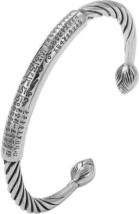 Generic Six Character Mantra Bracelet Mens Personality Heart Sutra Open Bracelet Retro Twisted Line Bracelet Men BraceletsBraided Leather (Silver 3, One Size)