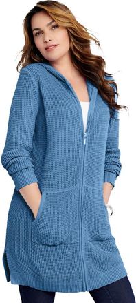 Roaman's Waffle Mega Length Zip Hoodie in Dusty Indigo at Nordstrom, Size 28