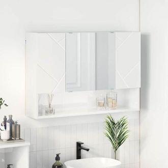 vidaXL Mirror Cabinet High Gloss White 80 x 17 x 55 cm Engineered Wood vidaXL