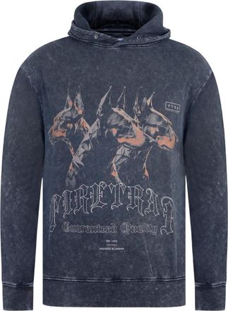 Firetrap Herenhoodie met grafische print, normale pasvorm en lange mouwen (Gewassen Zwart)