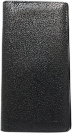 Louis Vuitton Noir Leather Long Wallet (Bi-Fold) (Pre-Owned)