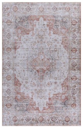 Safavieh Alfombra tradicional de poli&eacute;ster gris/naranja, 183 x 244 cm