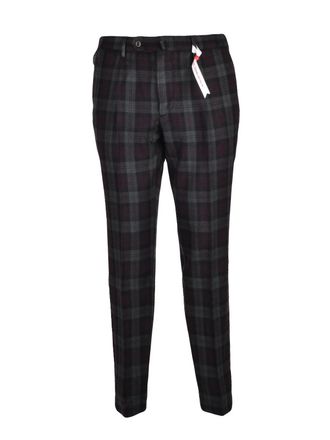 Santaniello Green Virgin Wool Plaid Pants