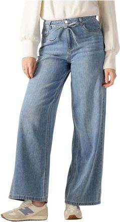 Object Objrosie MW Wide Jeans - Dames - Loose Fit Jeans - Blauw - XS - Katoen - Jeans
